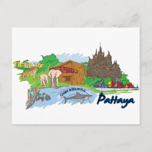 Pattaya Thailand Berömd Stad Vykort