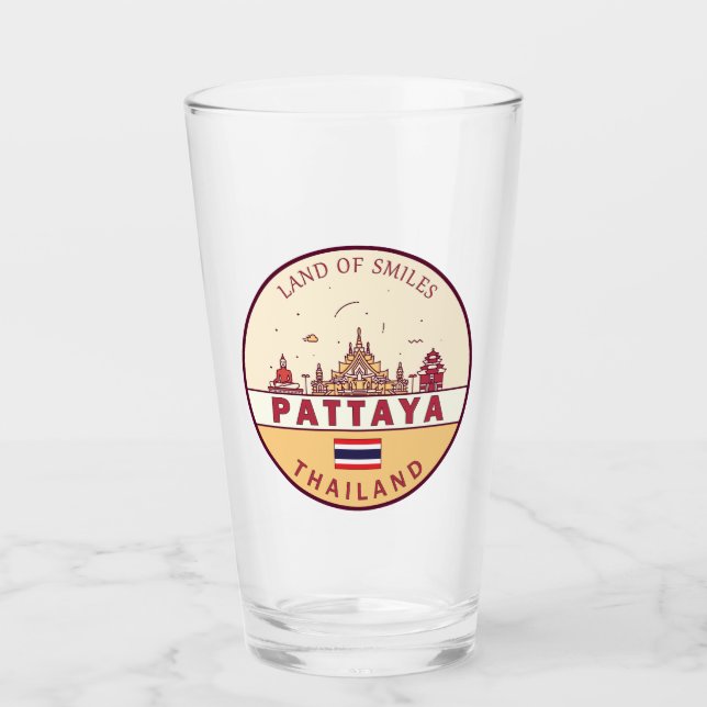 Pattaya Thailand City Skyline Emblem Glaskopp (Framsida)