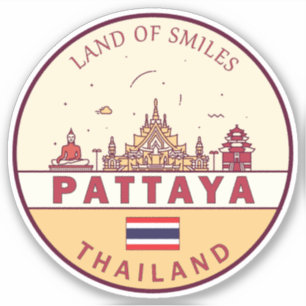 Pattaya Thailand City Skyline Emblem Klistermärken