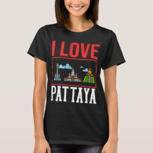 Pattaya Thailand City Skyline Karta Travel T Shirt