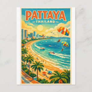 Pattaya, Thailand, i en livfull retro stil Vykort