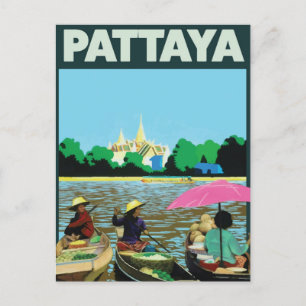 Pattaya Thailand semester resor affisch Helg Vykort
