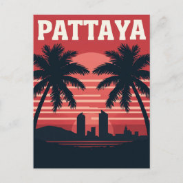 Pattaya Thailand Solnedgång Palmträd Vykort