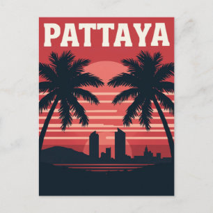 Pattaya Thailand Solnedgång Palmträd Vykort