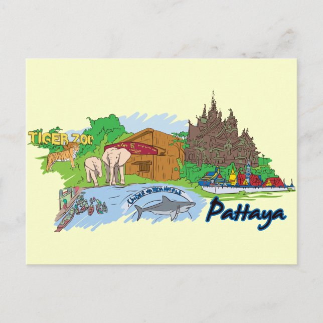 Pattaya Thailand Travel Vykort (Framsida)