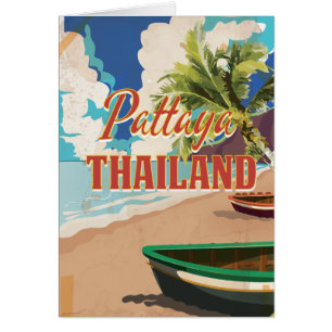 Pattaya Thailand Vintage resor Poster Hälsningskort