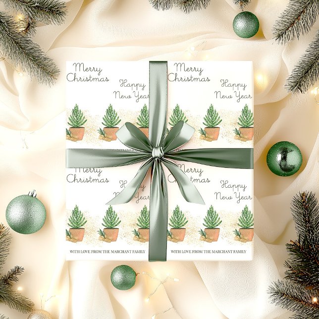 Patten Fir Träd och Personlig Gift jul Presentpapper (Personalized Christmas wrapping paper)