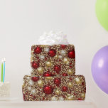 Patter på jultomten Glitter Presentpapper<br><div class="desc">Det här jultemat som täcker pappra mönster har rött guld och vitt helgdag och gnistor.</div>