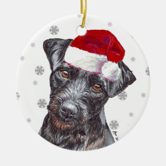 Patterdale Terrier - Santa Hat jul Bauble D Julgransprydnad Keramik