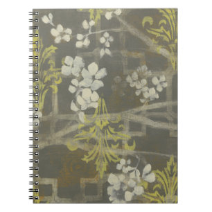 Pattern Blommar Gren I Anteckningsbok Med Spiral