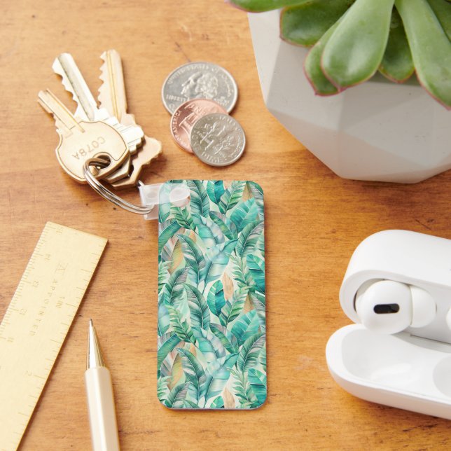 Pattern Boho Banana Leaves Nyckelring (Skrivbord)