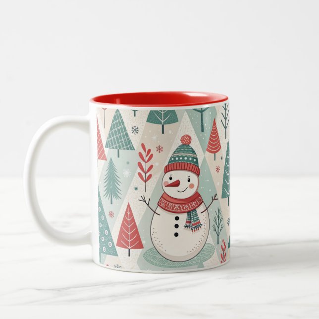 Pattern Christmas Scandinavian Två-Tonad Mugg (Vänster)