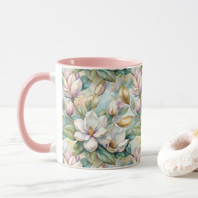 Pattern Elegant Magnolia Flowers Mugg (Med munk)