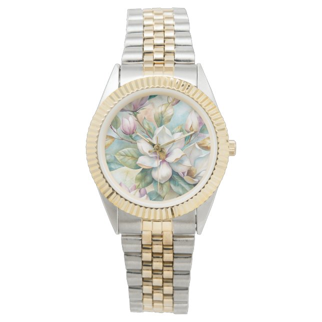 Pattern Elegant Magnolias Armbandsur (Framsida)