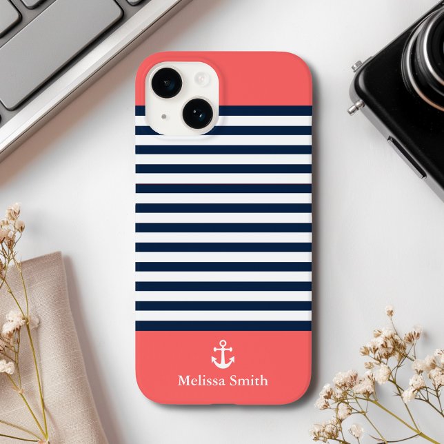 Pattern Navy blue and white bands Orange (Skapare uppladdad)
