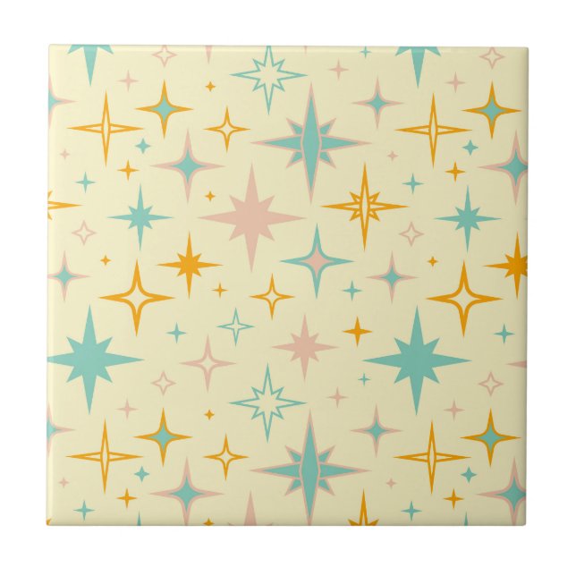 Pattern of colorful retro stars kakelplatta (Framsidan)
