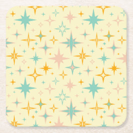 Pattern of colorful retro stars underlägg papper kvadrat