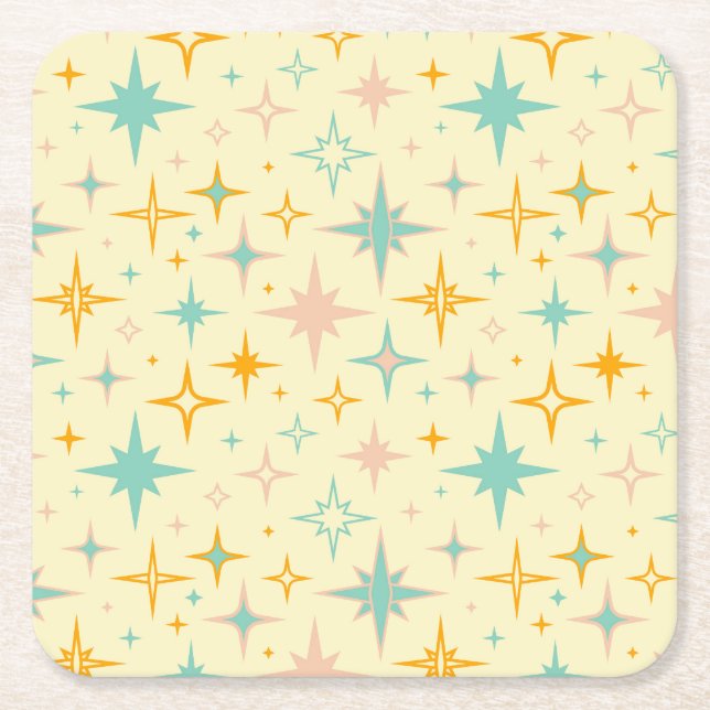 Pattern of colorful retro stars underlägg papper kvadrat (Framsidan)