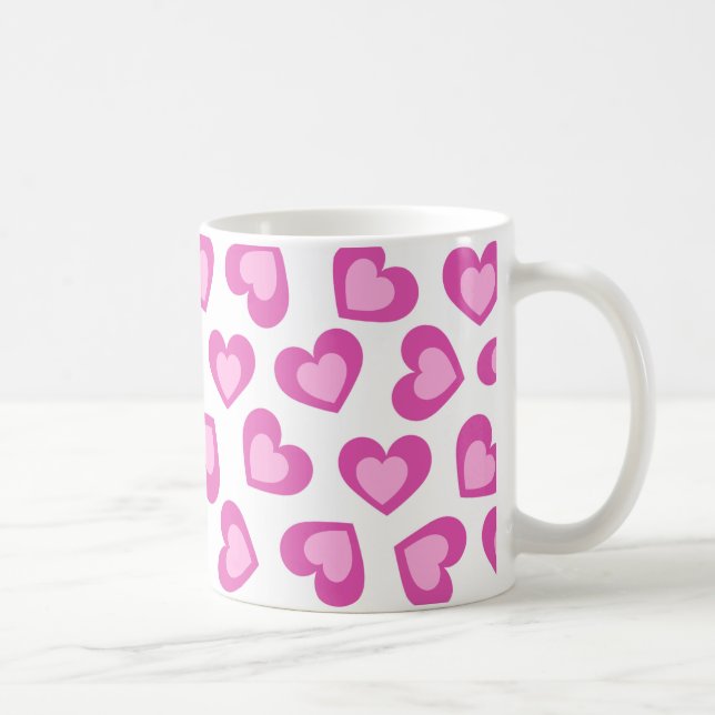 Pattern of Hearts Stylish Modern White Pink Chic  Kaffemugg (Höger)