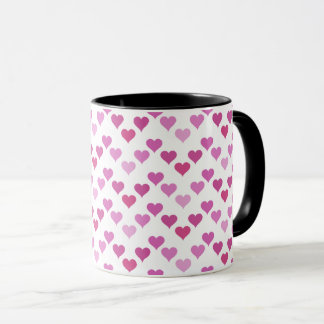 Pattern of Hearts Stylish Modern White Pink Chic  Mugg