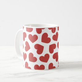 Pattern of Hearts Stylish Modern White Red Chic Kaffemugg