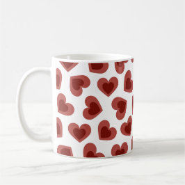 Pattern of Hearts Stylish Modern White Red Chic Kaffemugg