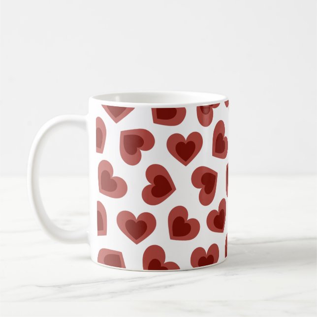 Pattern of Hearts Stylish Modern White Red Chic  Kaffemugg (Vänster)