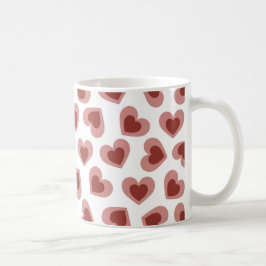 Pattern of Hearts Stylish Modern White Red Chic Kaffemugg