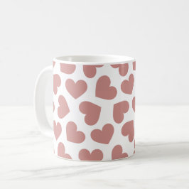 Pattern of Hearts Stylish Modern White Red Chic Kaffemugg