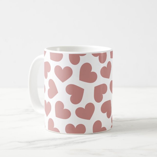 Pattern of Hearts Stylish Modern White Red Chic  Kaffemugg (Framsida vänster)