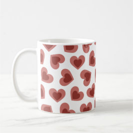 Pattern of Hearts Stylish Modern White Red Chic Kaffemugg