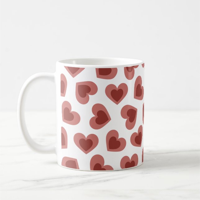 Pattern of Hearts Stylish Modern White Red Chic  Kaffemugg (Vänster)