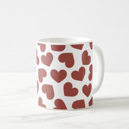 Pattern of Hearts Stylish Modern White Red Chic Kaffemugg