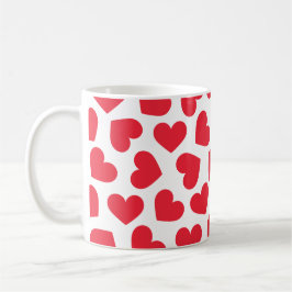 Pattern of Hearts Stylish Modern White Red Chic Kaffemugg