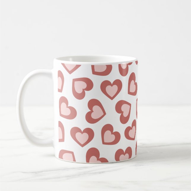 Pattern of Hearts Stylish Modern White Red Chic  Kaffemugg (Vänster)
