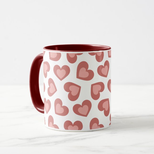 Pattern of Hearts Stylish Modern White Red Chic Mugg (Framsida vänster)
