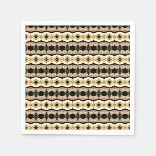 Pattern Rosa Black and Taupe Designer Pappersservett (Framsidan)