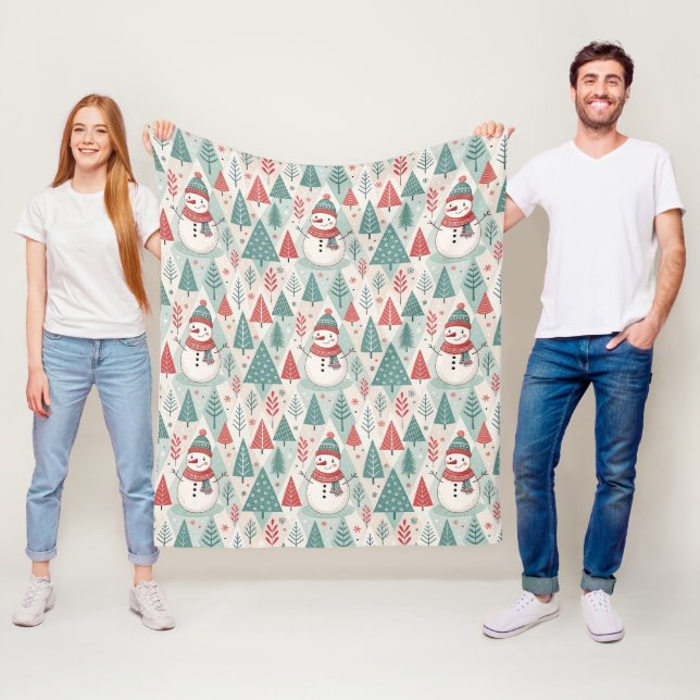 Pattern Scandinavian Snowman Fleecefilt (På plats)