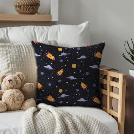 Pattern space lavender orange black kudde