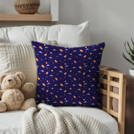 Pattern space lavender orange dark blue kudde