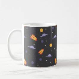 Pattern space ufo orange gray kaffemugg