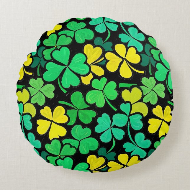 Pattern St. Patrick's Day Clovers Rund Kudde (Framsidan)
