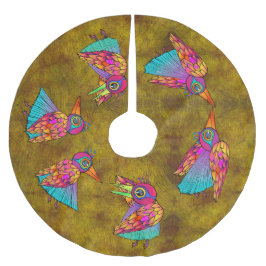 Pattern With bird creatures Julgransmatta Borstad Polyester