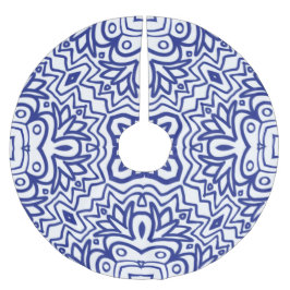 Pattern With Blue on White Julgransmatta Borstad Polyester