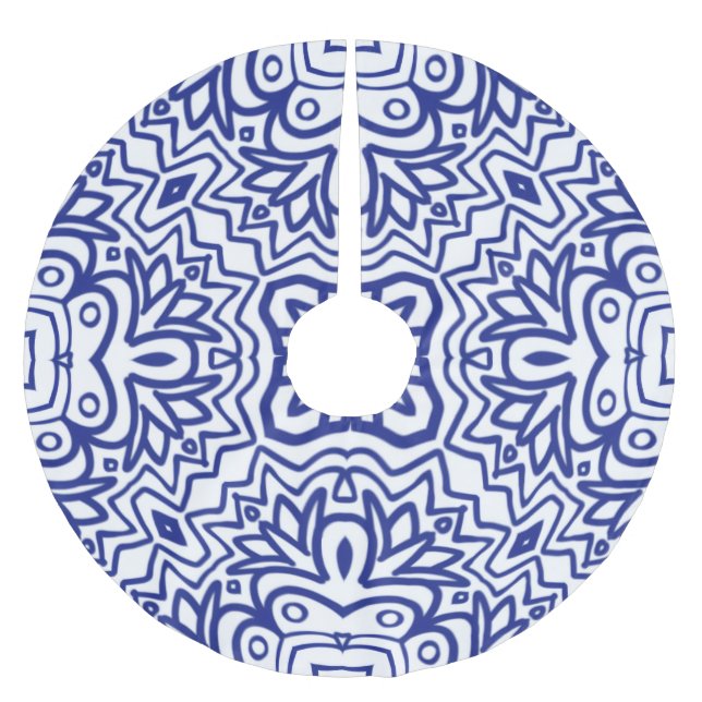 Pattern With Blue on White Julgransmatta Borstad Polyester (Framsidan)