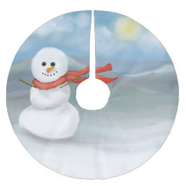 Pattern With snow man Julgransmatta Borstad Polyester