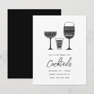 Patterned Cocktails Black and White Cocktail Party Inbjudningar
