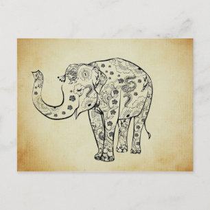 Patterned Elephant Vykort
