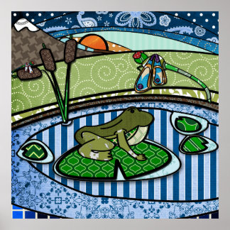 Patterned Frog i en damm Poster