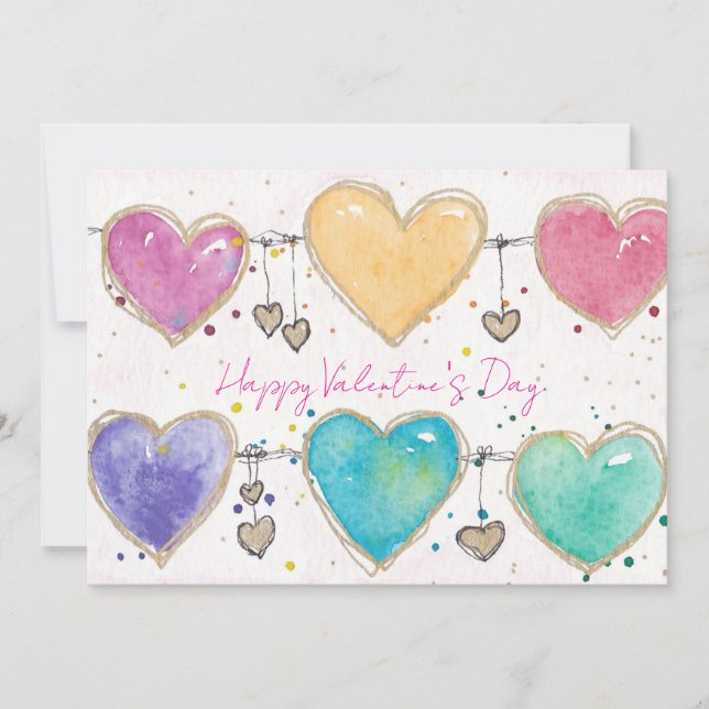 Patterned Hearts Valentine Notecard Invitation Inbjudningar (Framsida)